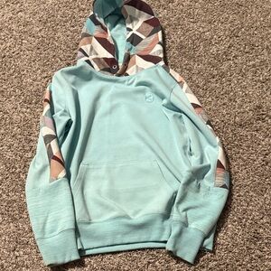 Hooey Light Blue Sweater with Geometric Accents